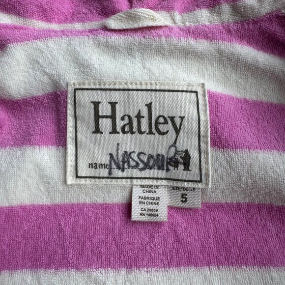 HATLEY Hooded Horse Raincoat Girls 5 Pink Purple Horses Waterproof Rain Jacket - Picture 7 of 8